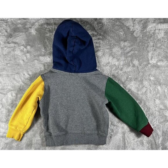 Polo Ralph Lauren Color-Block Hoodie Toddler Size 3T–4T Gray/Green/Yellow/Red - Picture 3 of 6